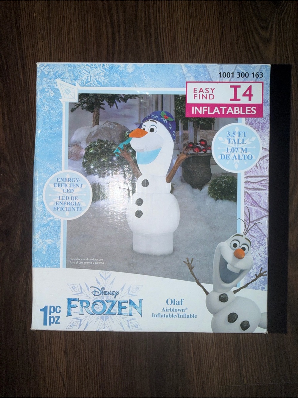 Gemmy White Olaf Inflatable with Blue Scarf and Orange Nose